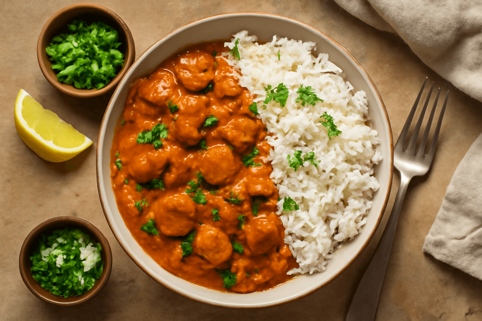 Indiškas tikka masala vištienos troškinys su ryžiais