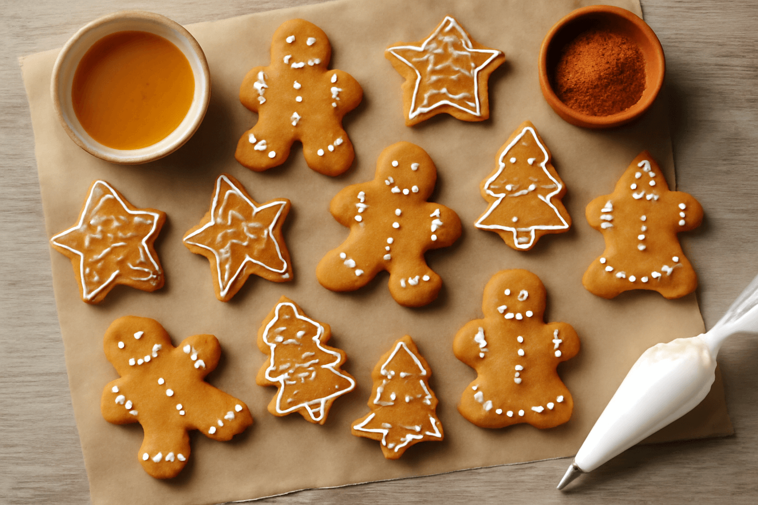 Kalėdiniai imbieriniai sausainiai su medumi ir cinamonu