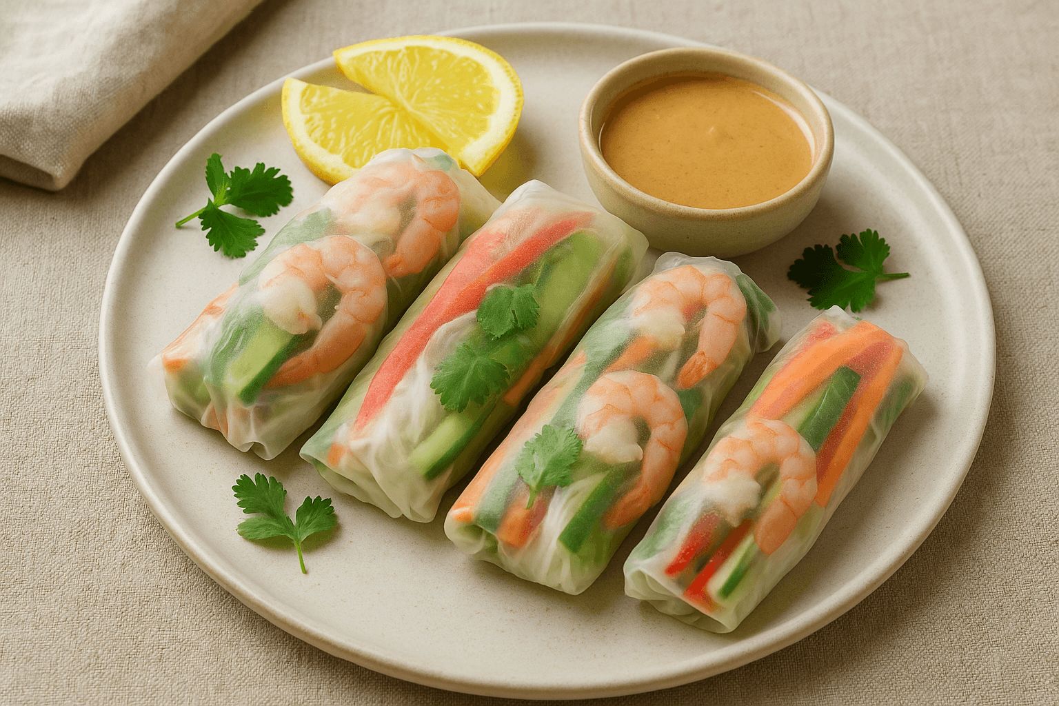 Lengvi spring rolls su daržovėmis ir krevetėmis